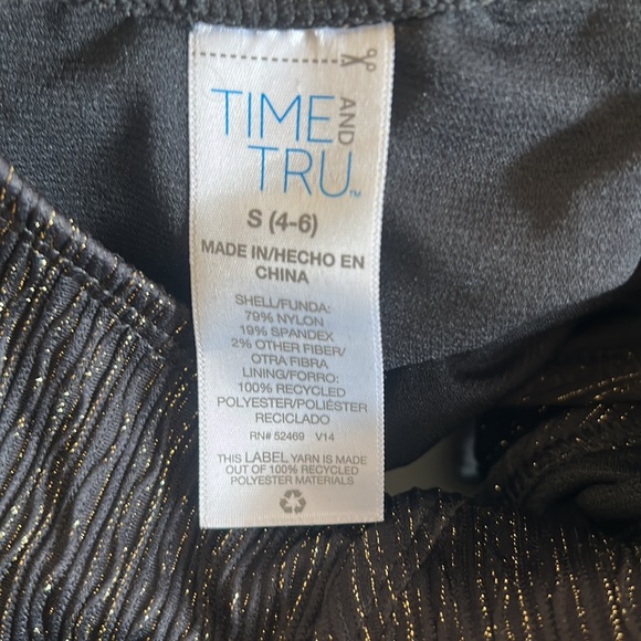 NWOT TAGS TIME AND TRUE BLACK SHINEY GOLD ONE PIECE SWIMSUIT IN SIZE SMALL 4-6 - Picture 6 of 6